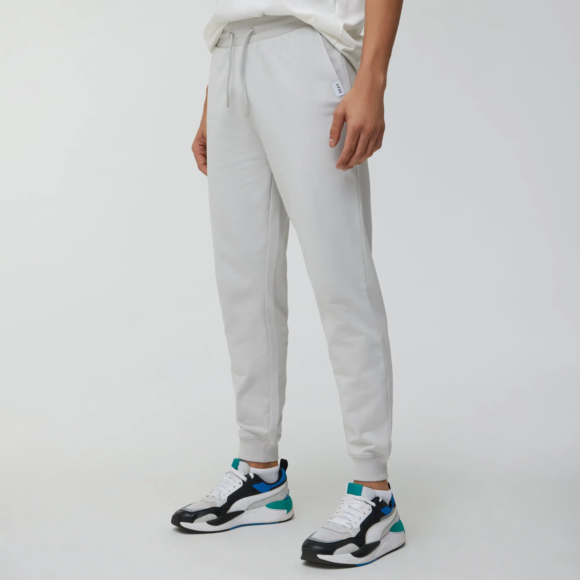 Ascent French Terry Cotton Blend Joggers Chrome White - Image 3