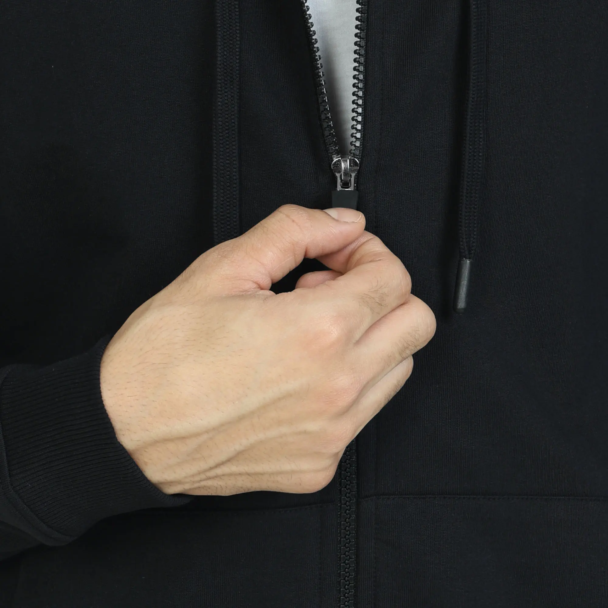 Cruze French Terry Cotton Hoodie Jackets Pitch Black - Image 6