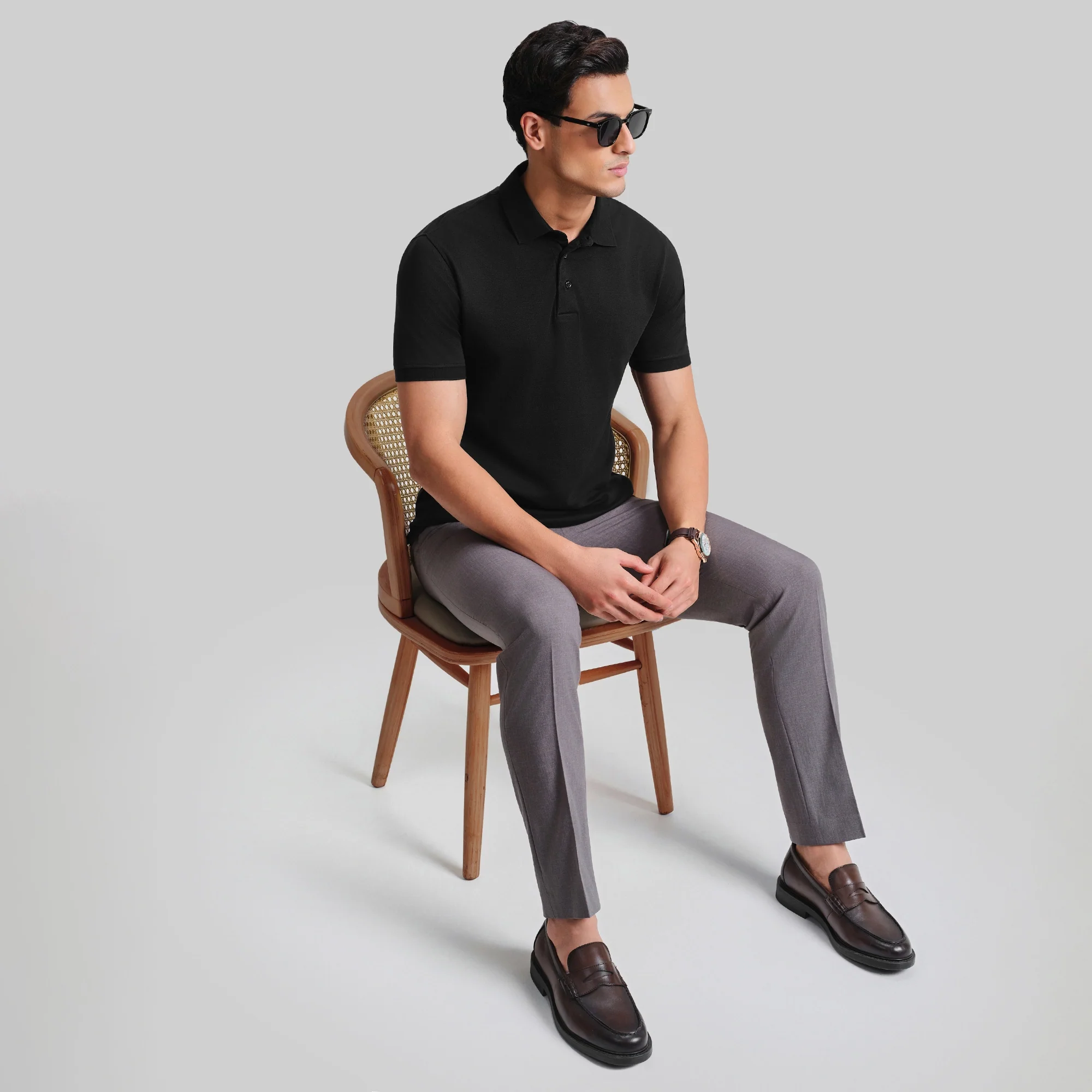 Supima Cotton Slim Fit Polo - Black Knight - Image 4
