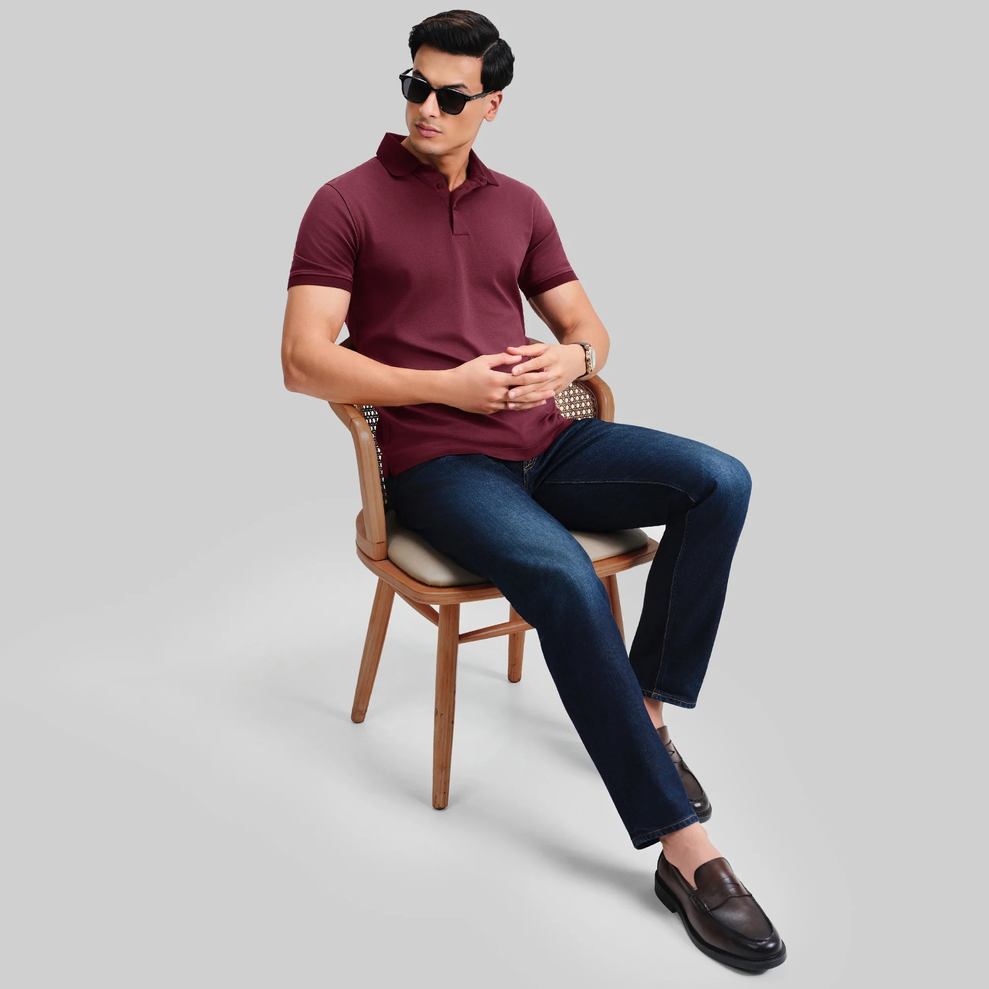 Supima Cotton Slim Fit Polo - Merlot Maroon - Image 3