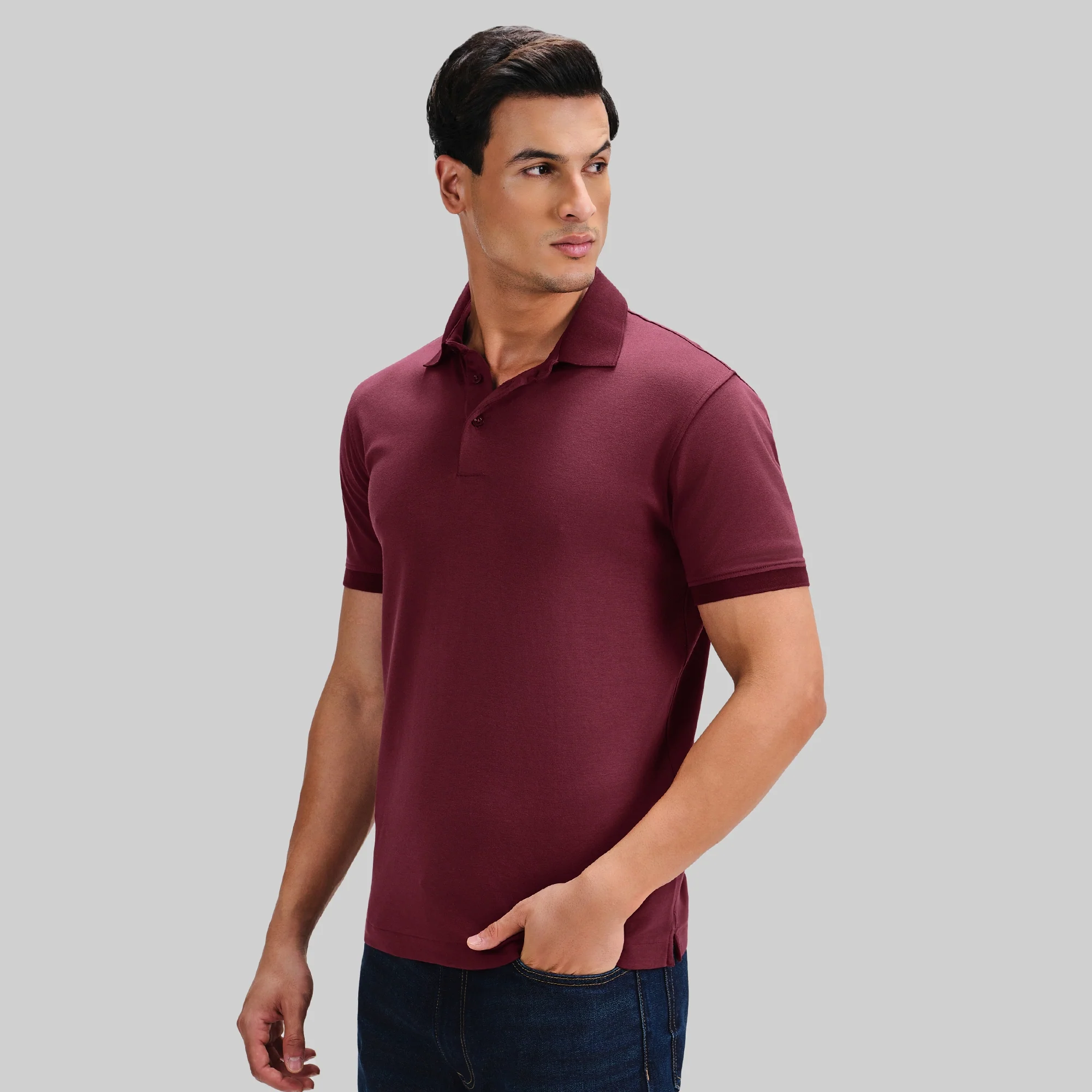 Supima Cotton Slim Fit Polo - Merlot Maroon - Image 4