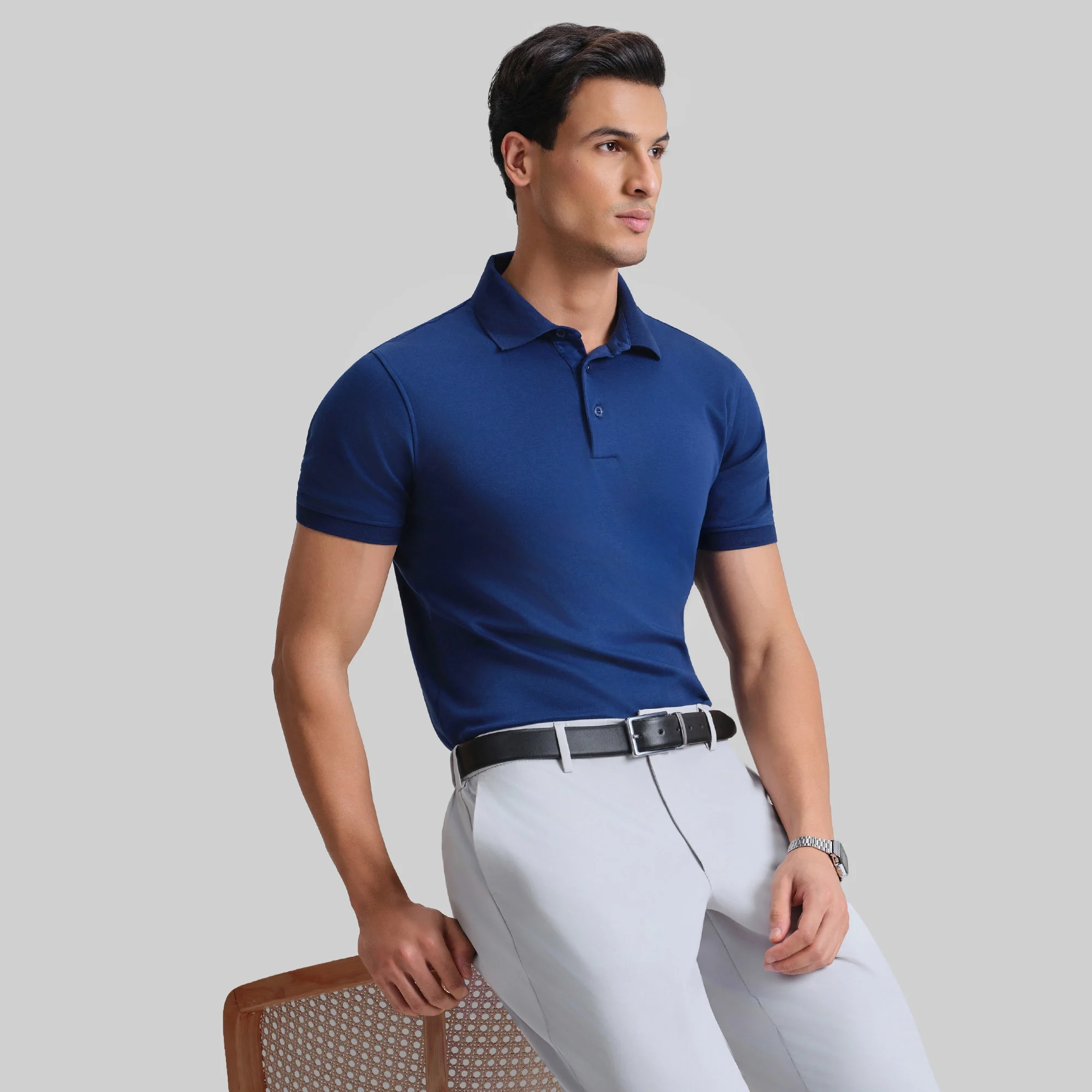 Supima Cotton Slim Fit Polo - Midnight Blue - Image 3