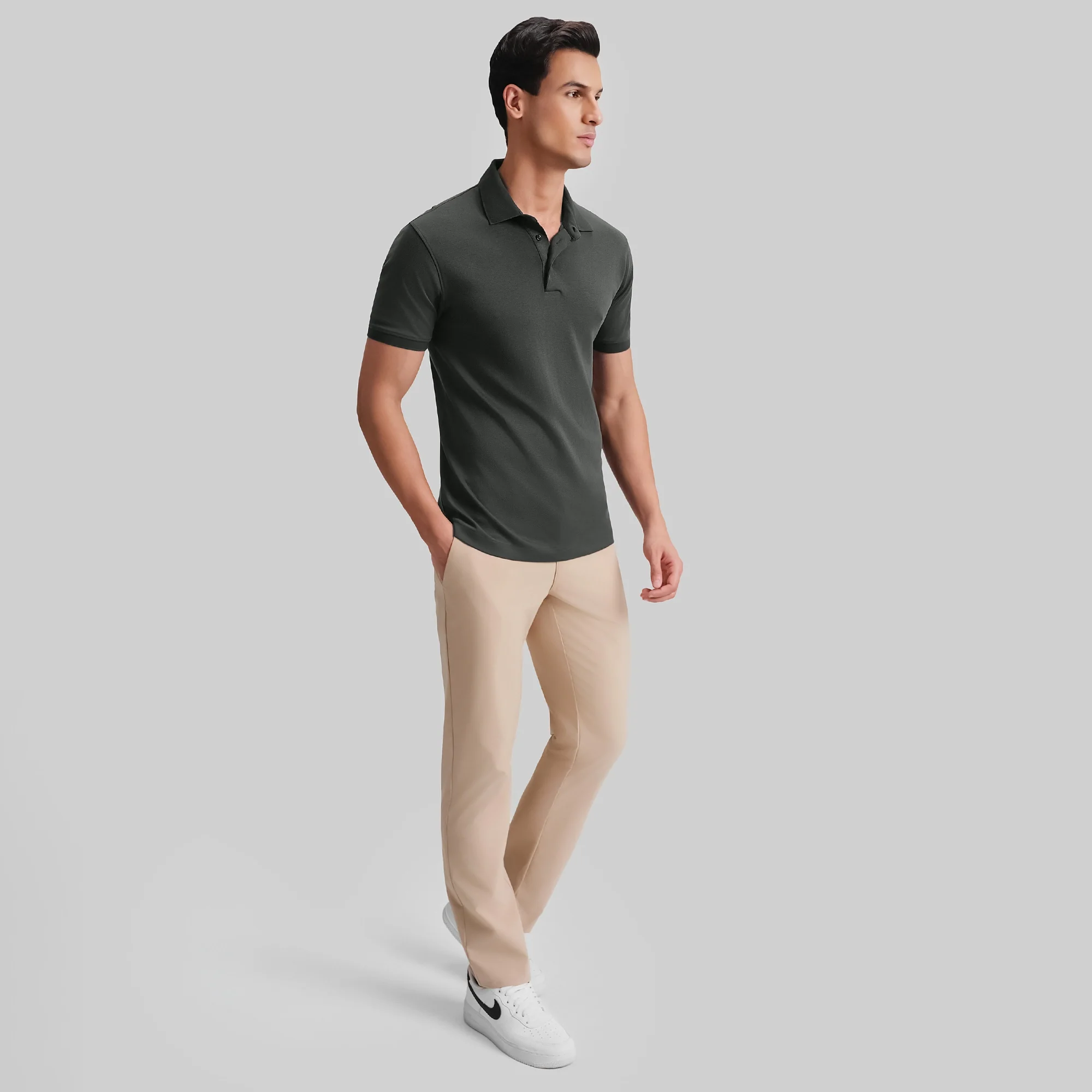 Supima Cotton Slim Fit Polo - Storm Grey - Image 3