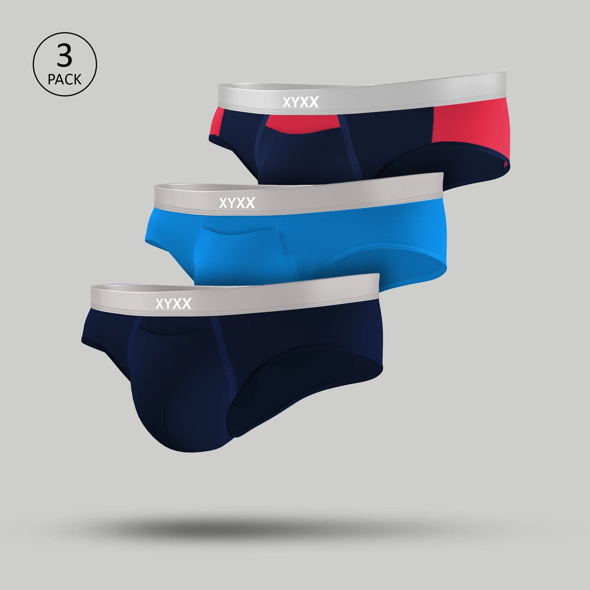 Illuminati Briefs Midnight Blue Blue Royale Blue Valentine(Pack of 3)