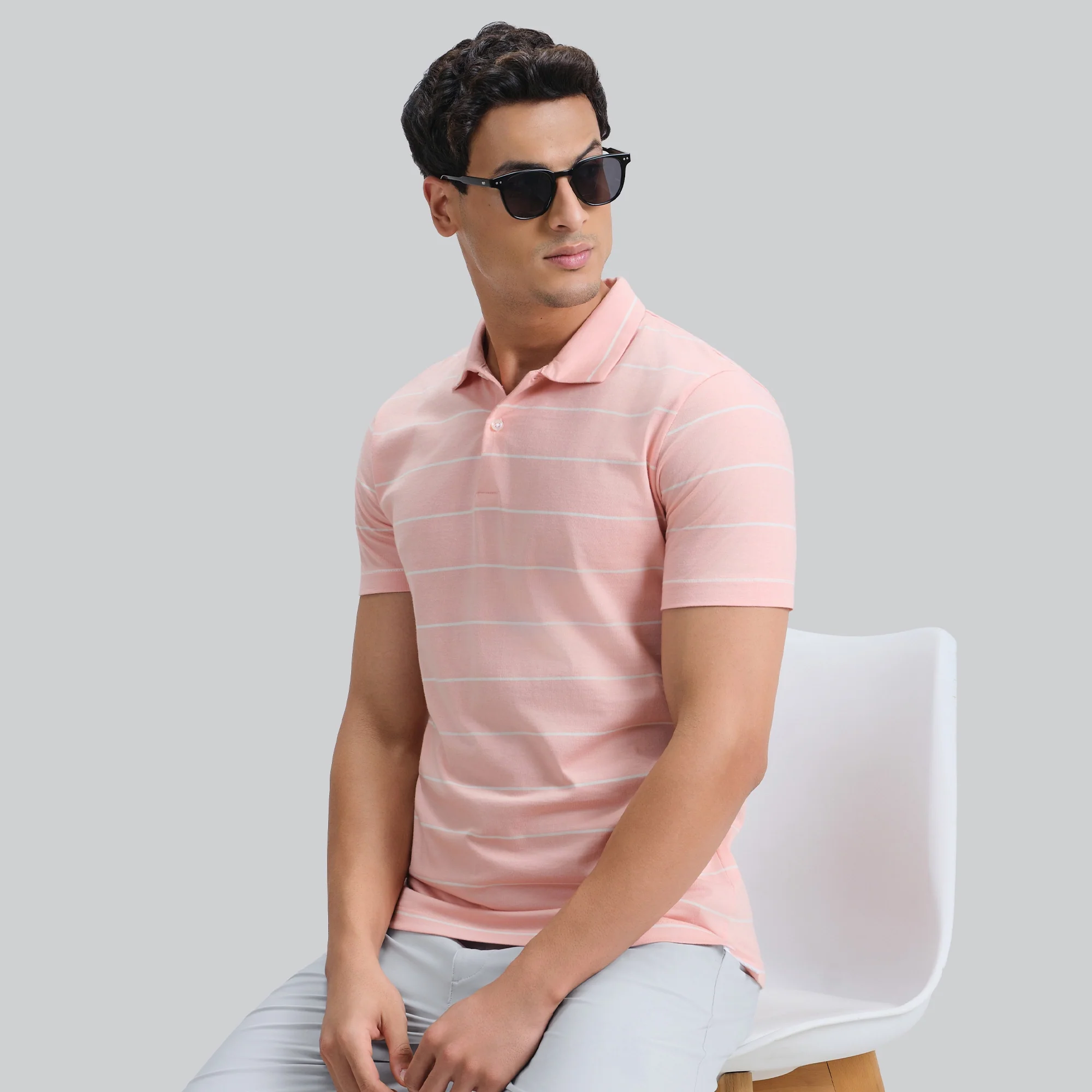 Linea Cotton Polo T-shirt - Coral Pink