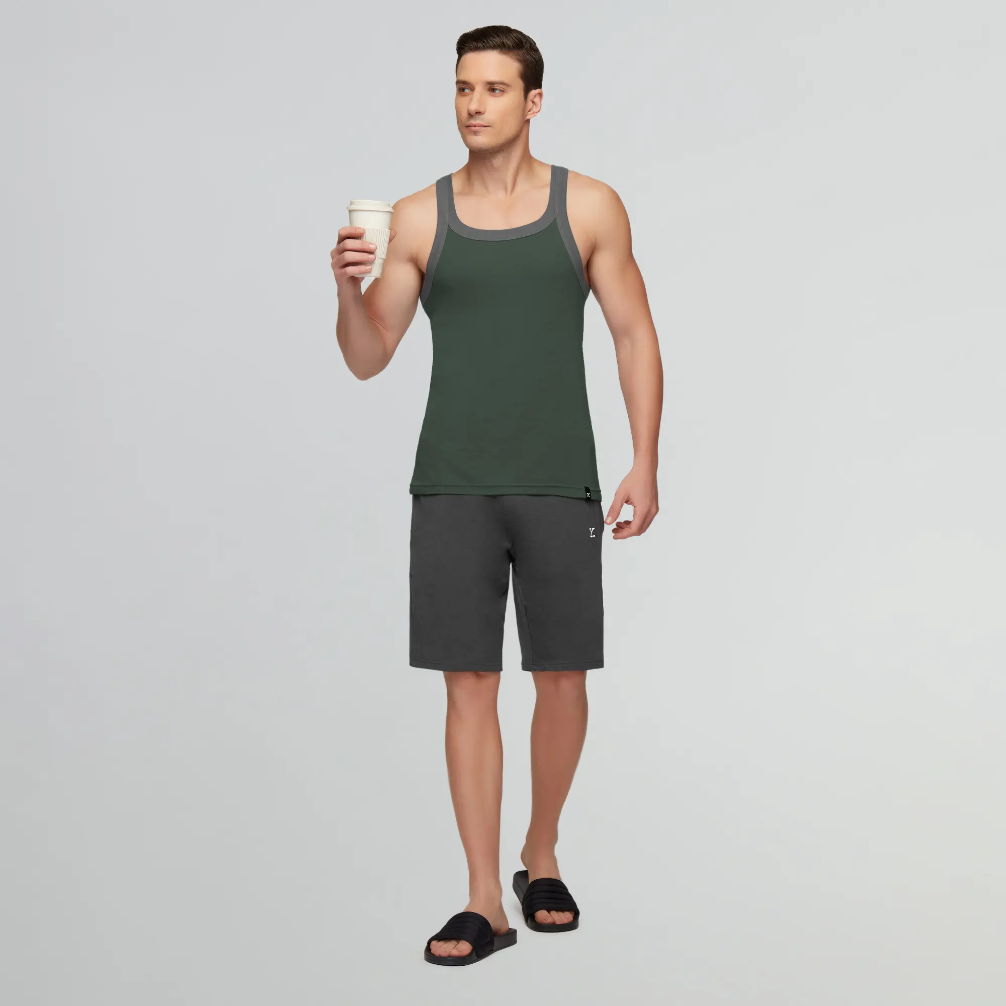 Pace Square Neck Vest Olive Green - Image 4