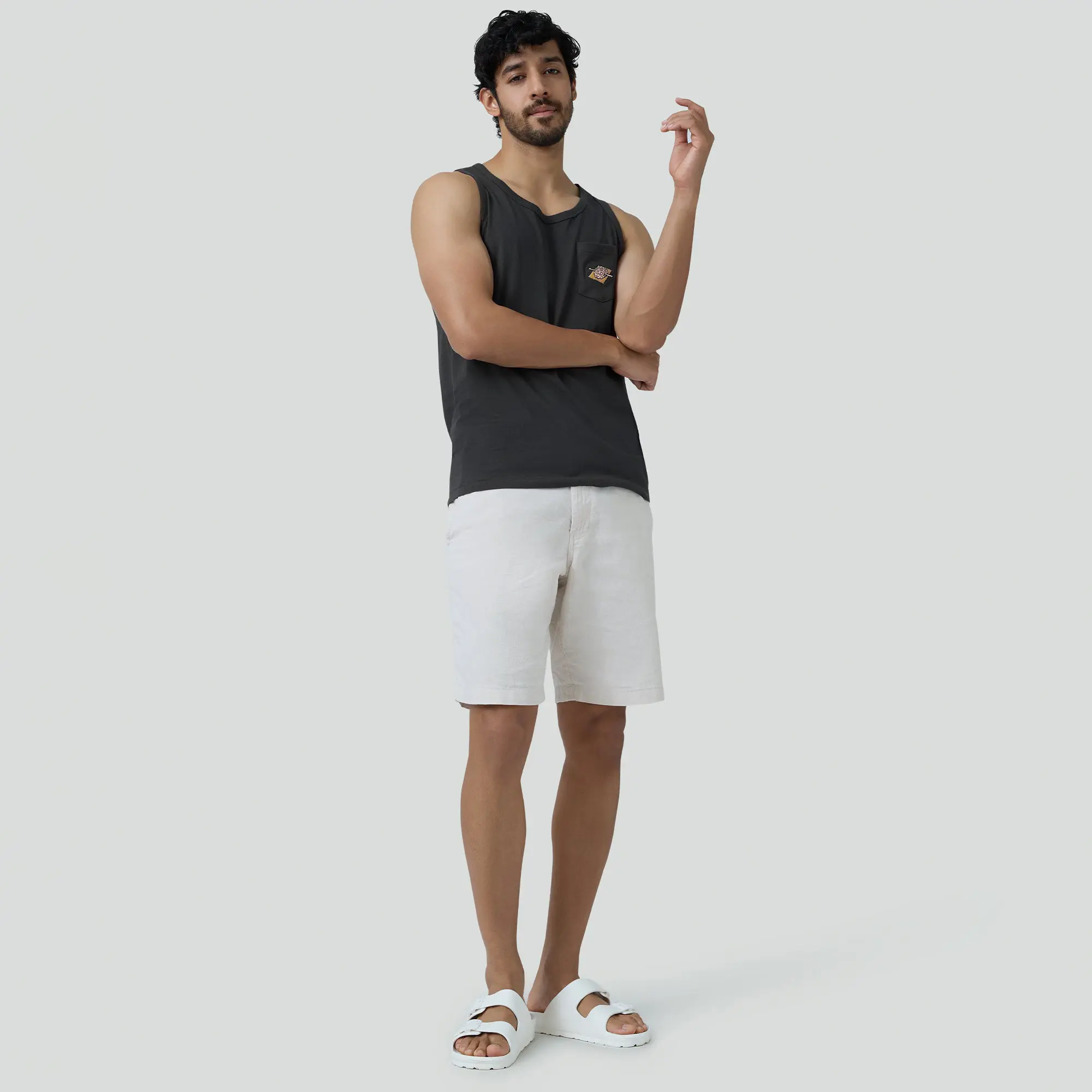 Renew Combed Cotton Tank Tops Charcoal Grey - Image 4