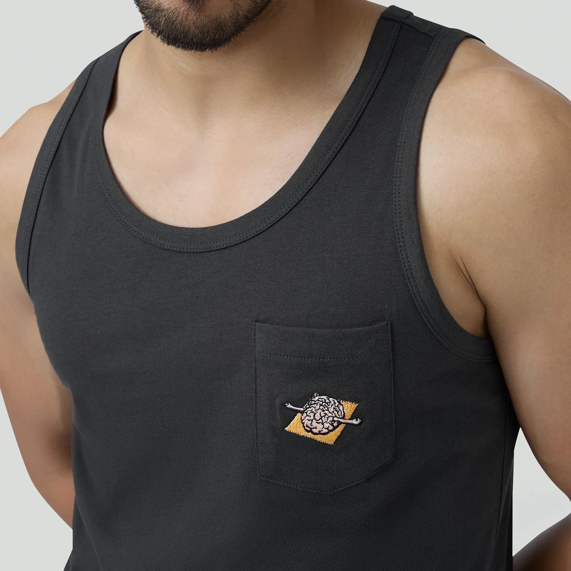 Renew Combed Cotton Tank Tops Charcoal Grey - Image 6