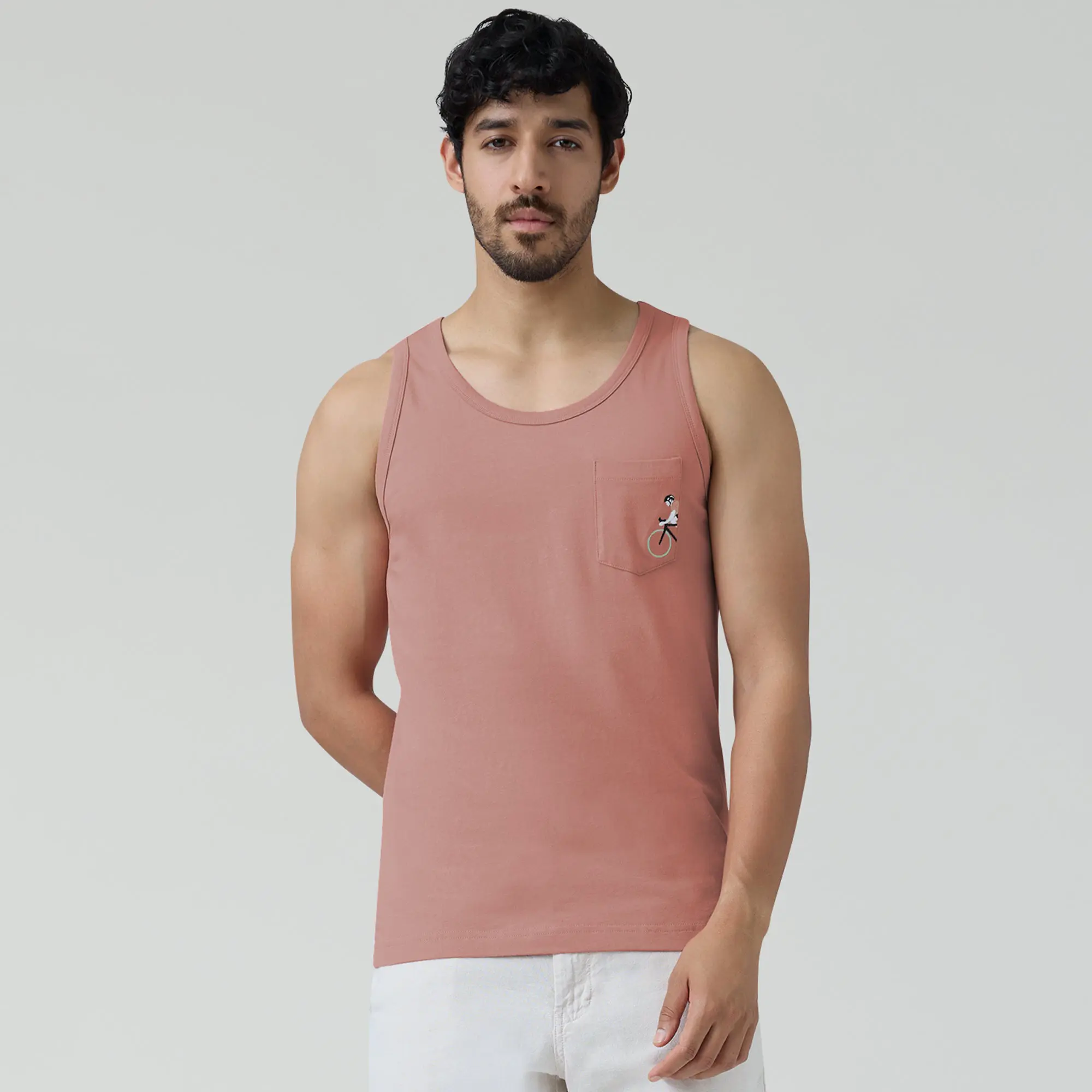 Renew Combed Cotton Tank Tops Pink Punch - Image 2