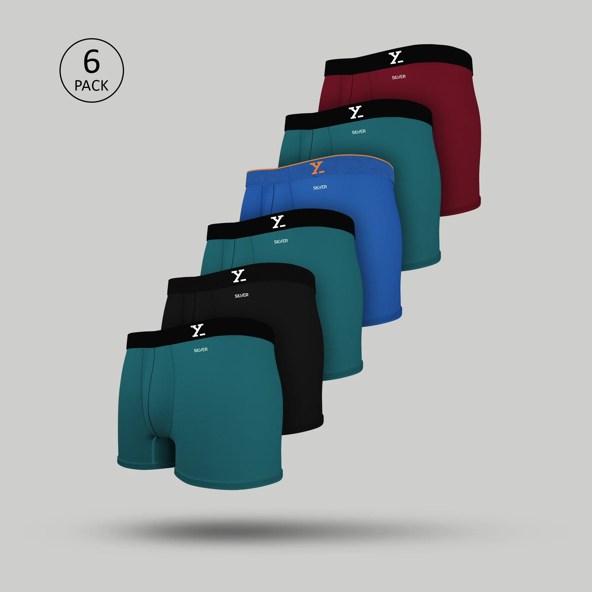 Aero Traq Cotton Trunks Blue Black Green Bold Burgundy(Pack of 6)