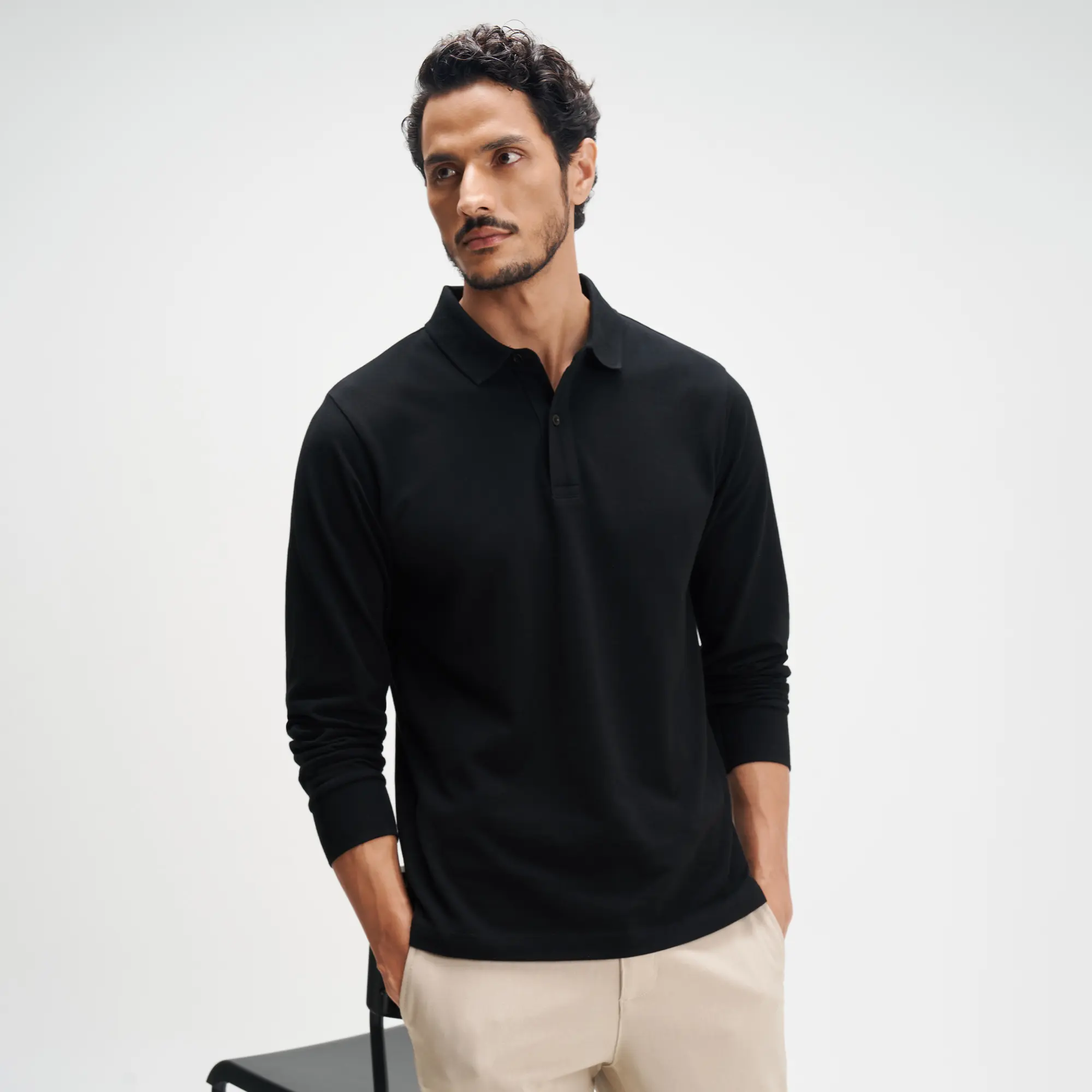 Full Sleeve Polo - Pitch Black