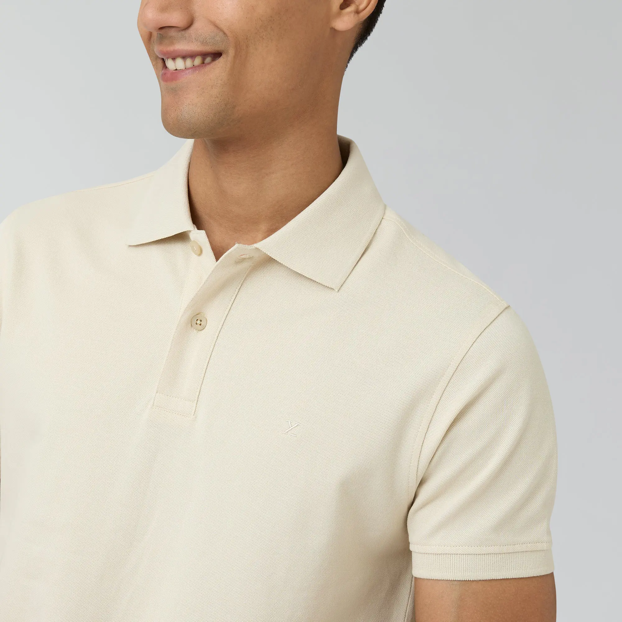 Nova Combed Cotton Polo T-shirts Almond White - Image 6