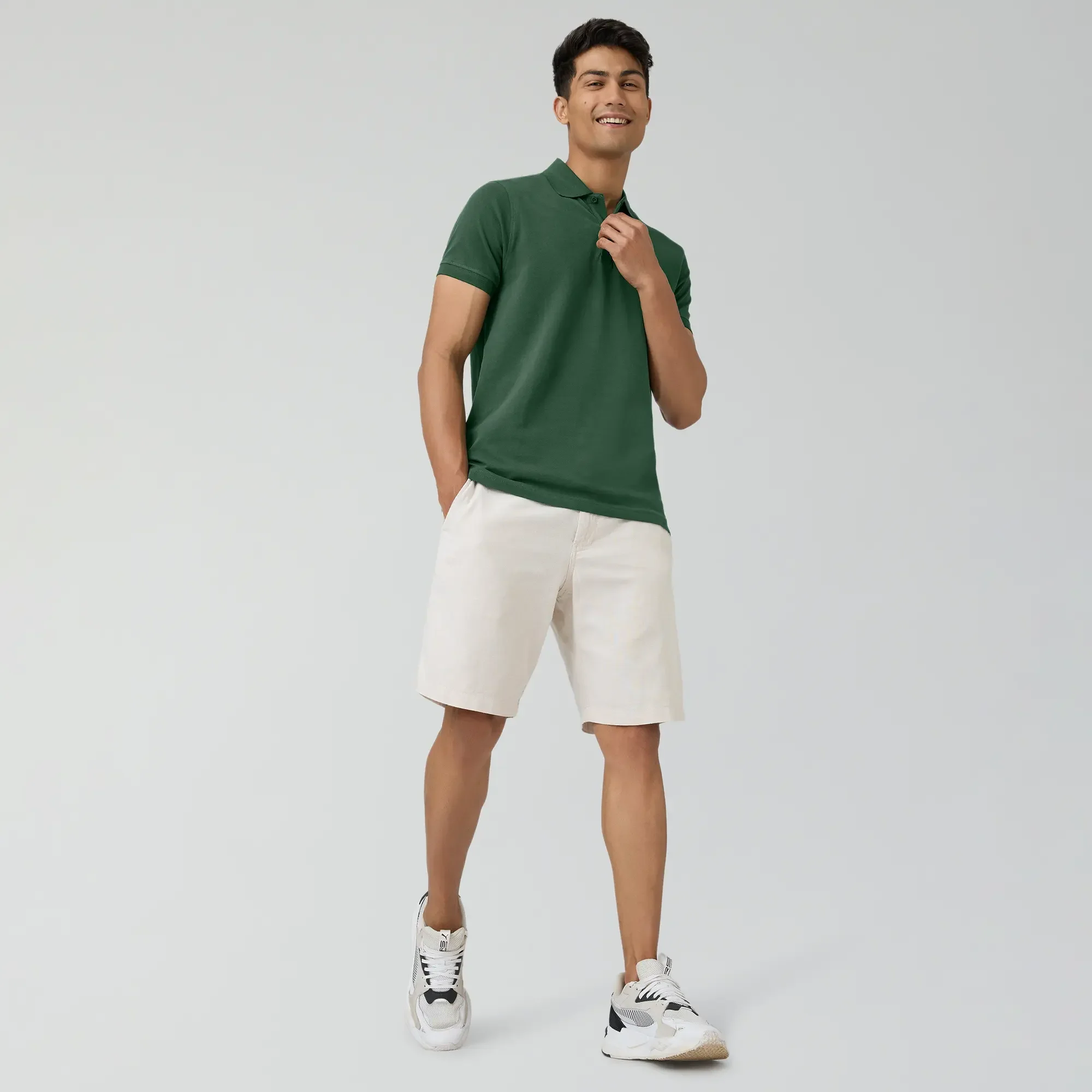 Nova Combed Cotton Polo T-shirts Basil Green - Image 2