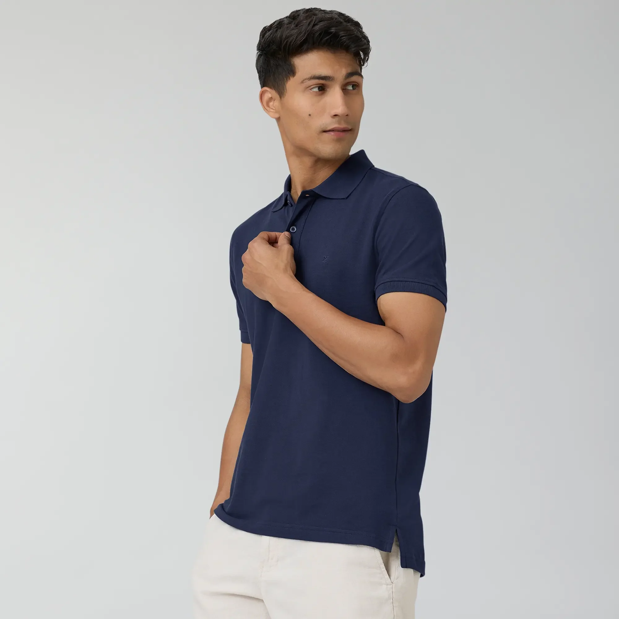Nova Combed Cotton Polo T-shirts Midnight Blue - Image 3