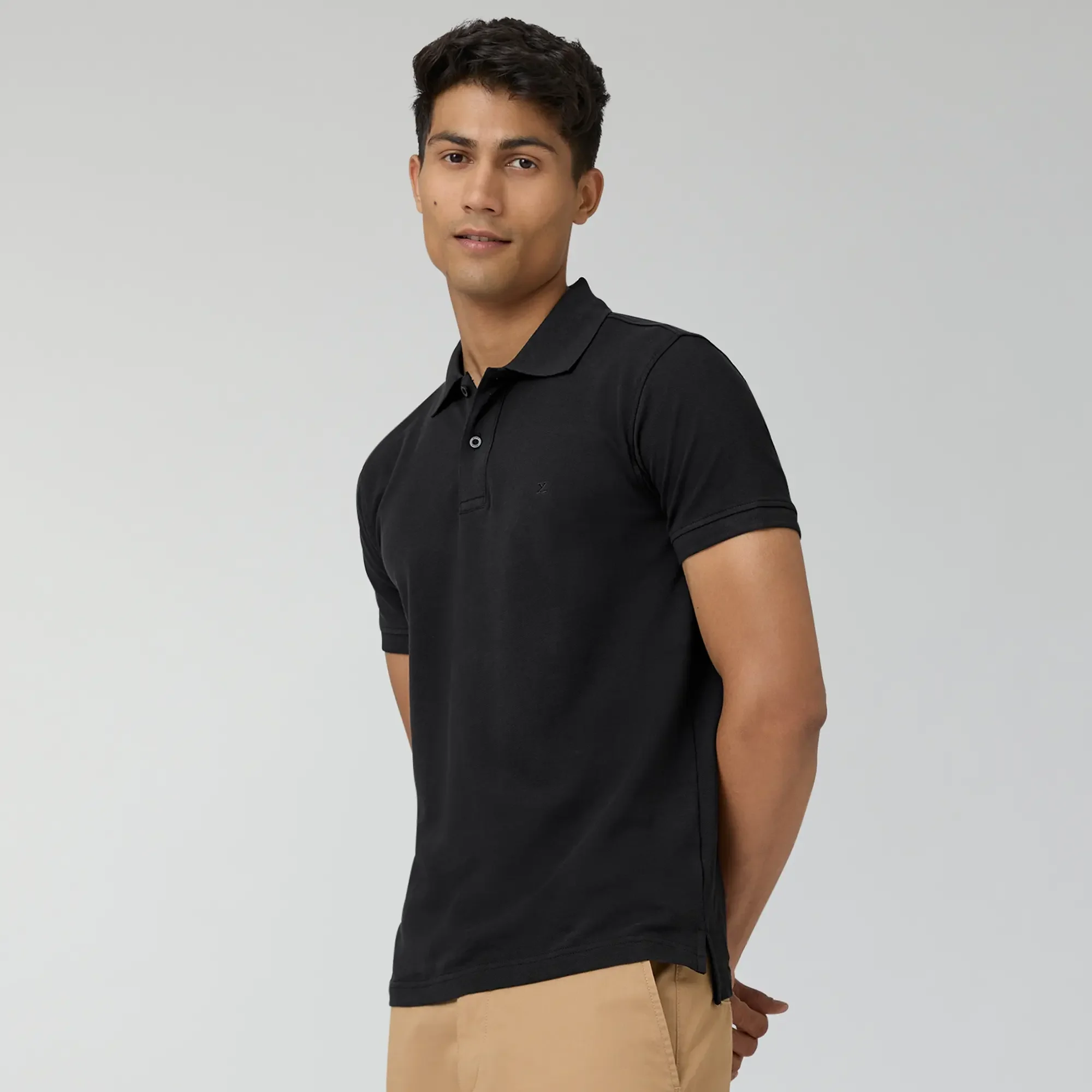 Nova Combed Cotton Polo T-shirts Pitch Black - Image 3