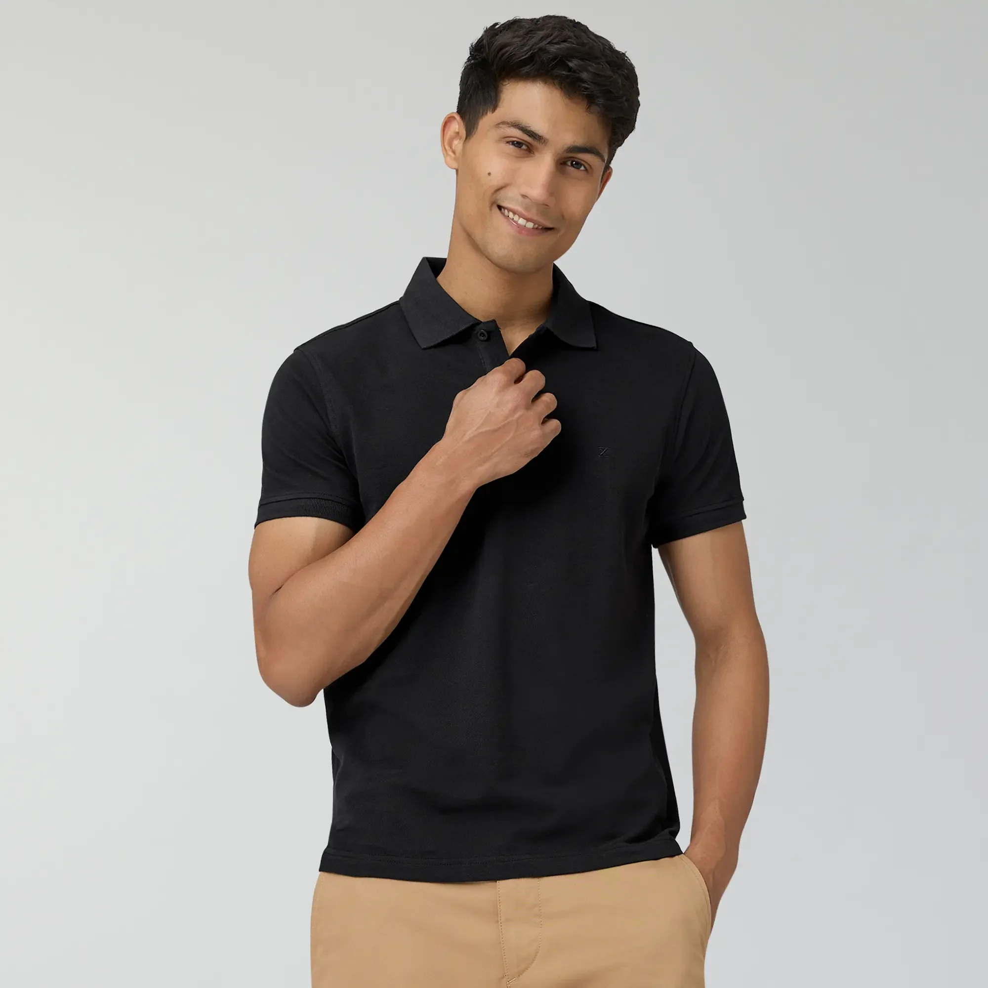 Nova Combed Cotton Polo T-shirts Pitch Black - Image 4