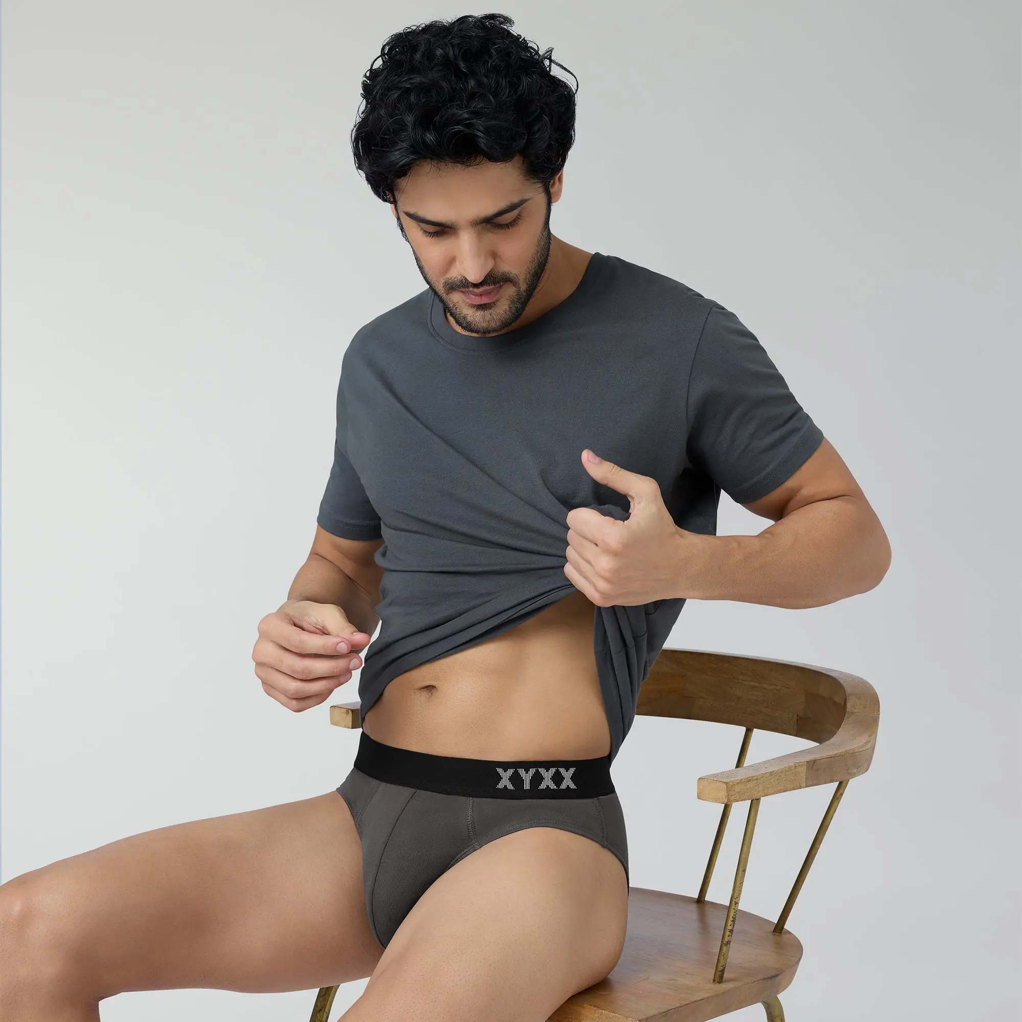Pace Cotton Rib Briefs Charcoal Grey - Image 3