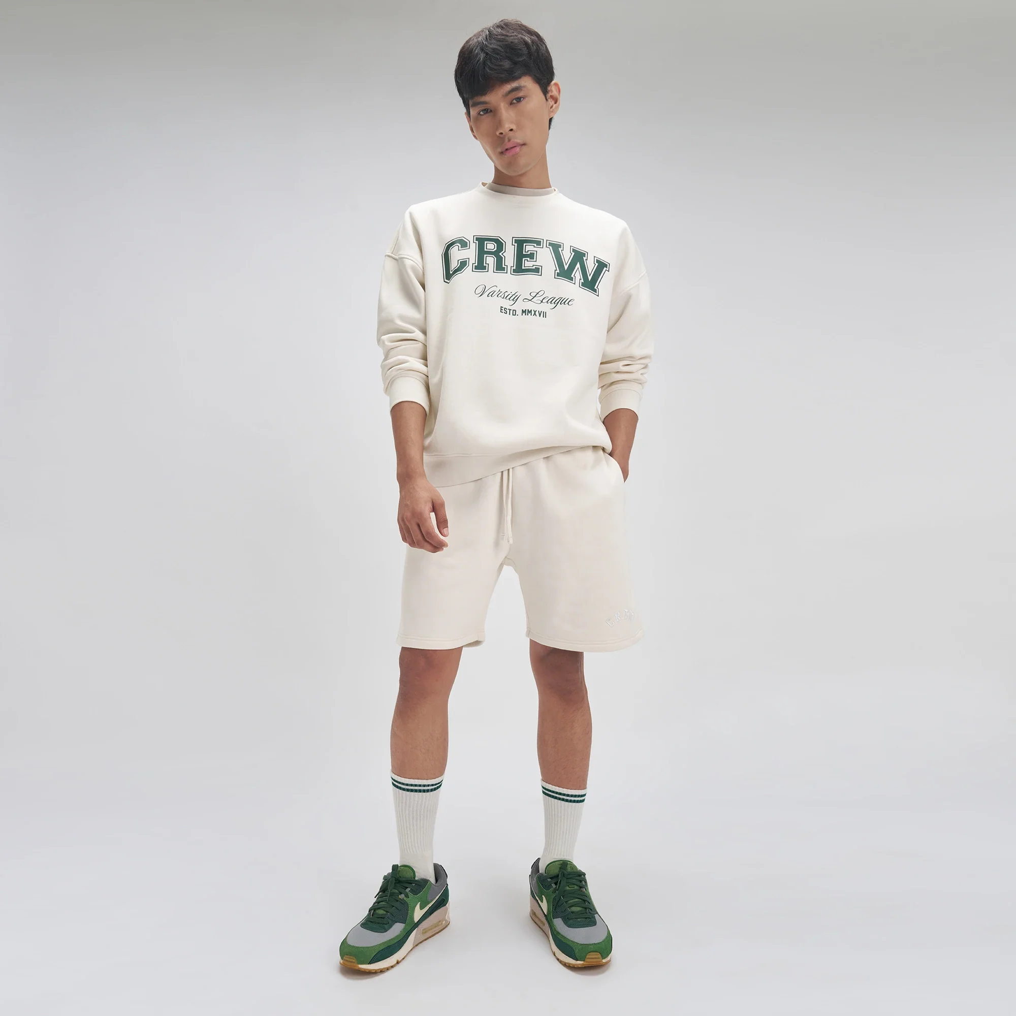 Crew Relaxed Fit Sweatshorts - Frost White - Image 2