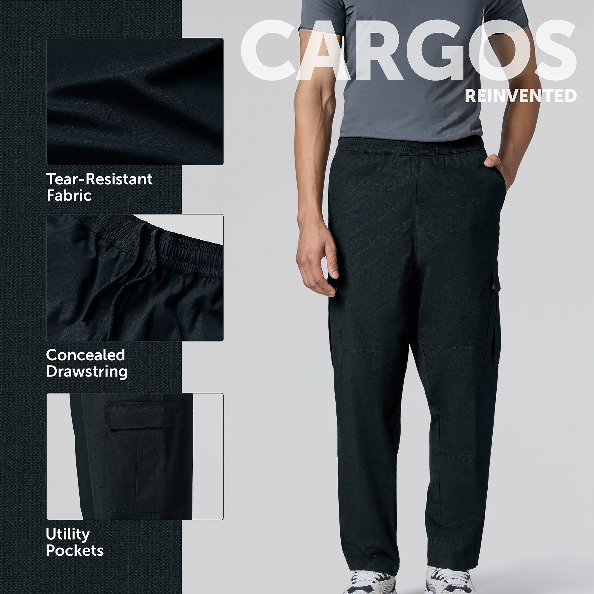 Rove Relaxed Fit Ripstop Cargo Pants - Onyx Black - Image 2
