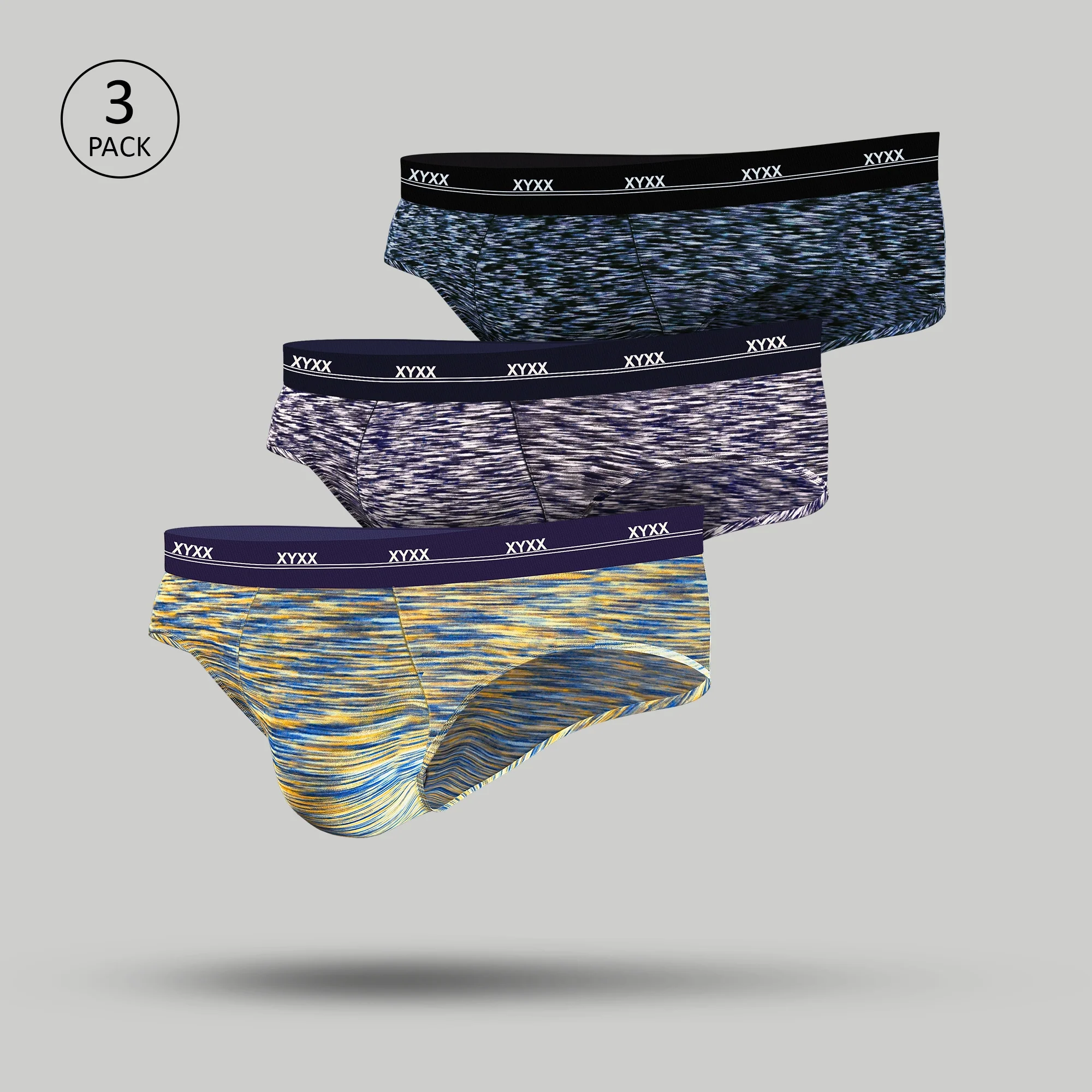 Artisto Modal Briefs Beige Blue Black (Pack of 3)