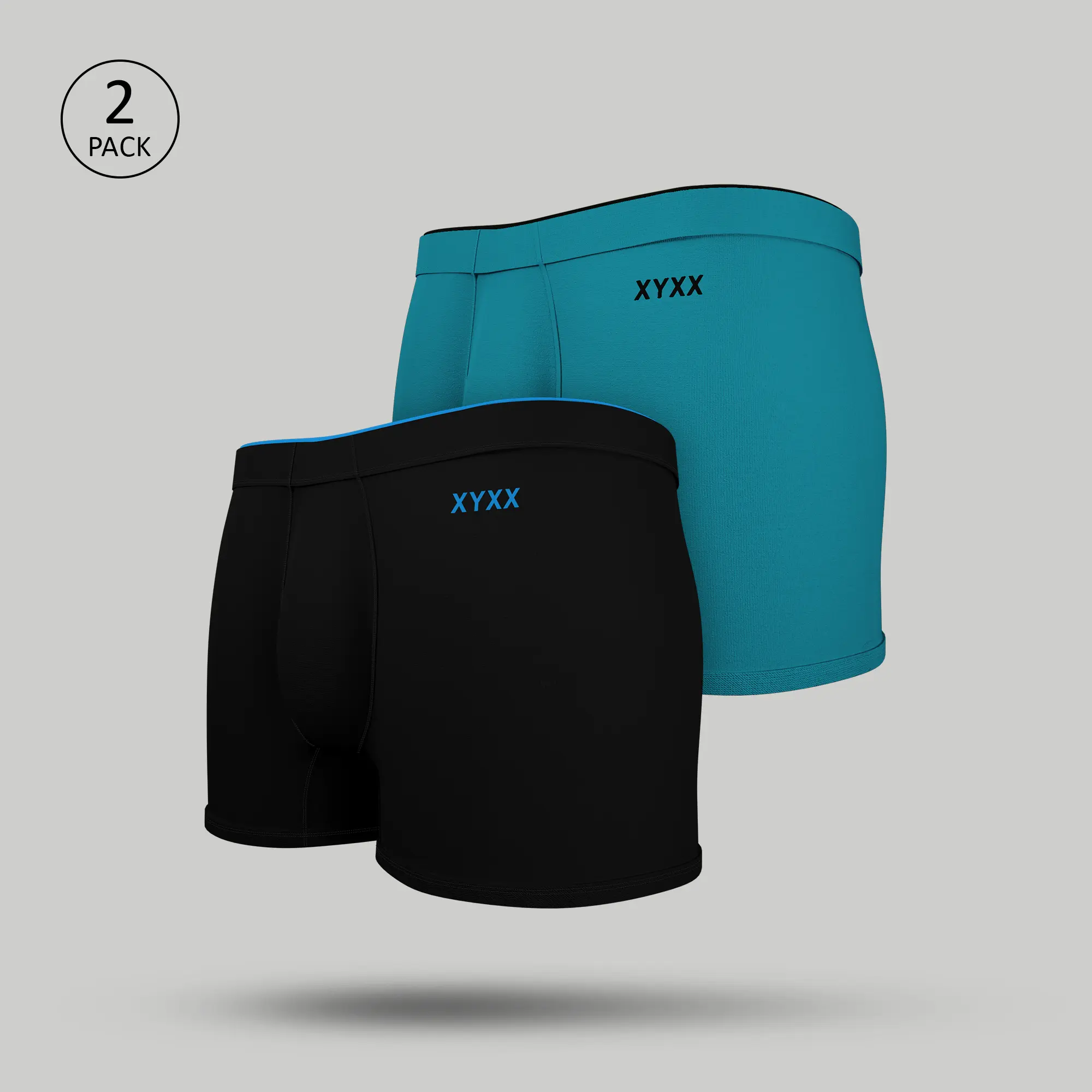 Uno Cotton Trunks Pack of 2 (Black Knight/Ocean Blue)