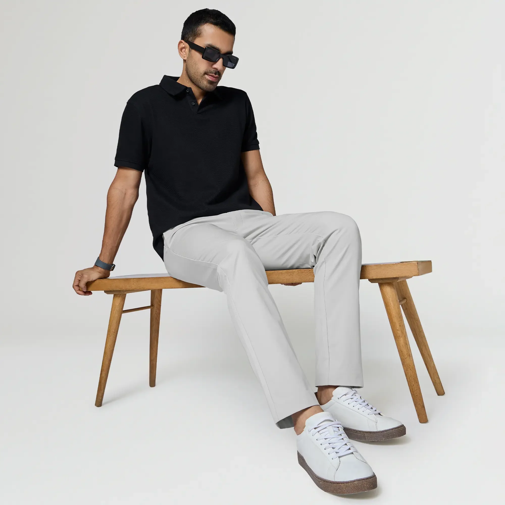 VELOCITY: Soft Stretch Pants - Straight Fit Chrome White - Image 3