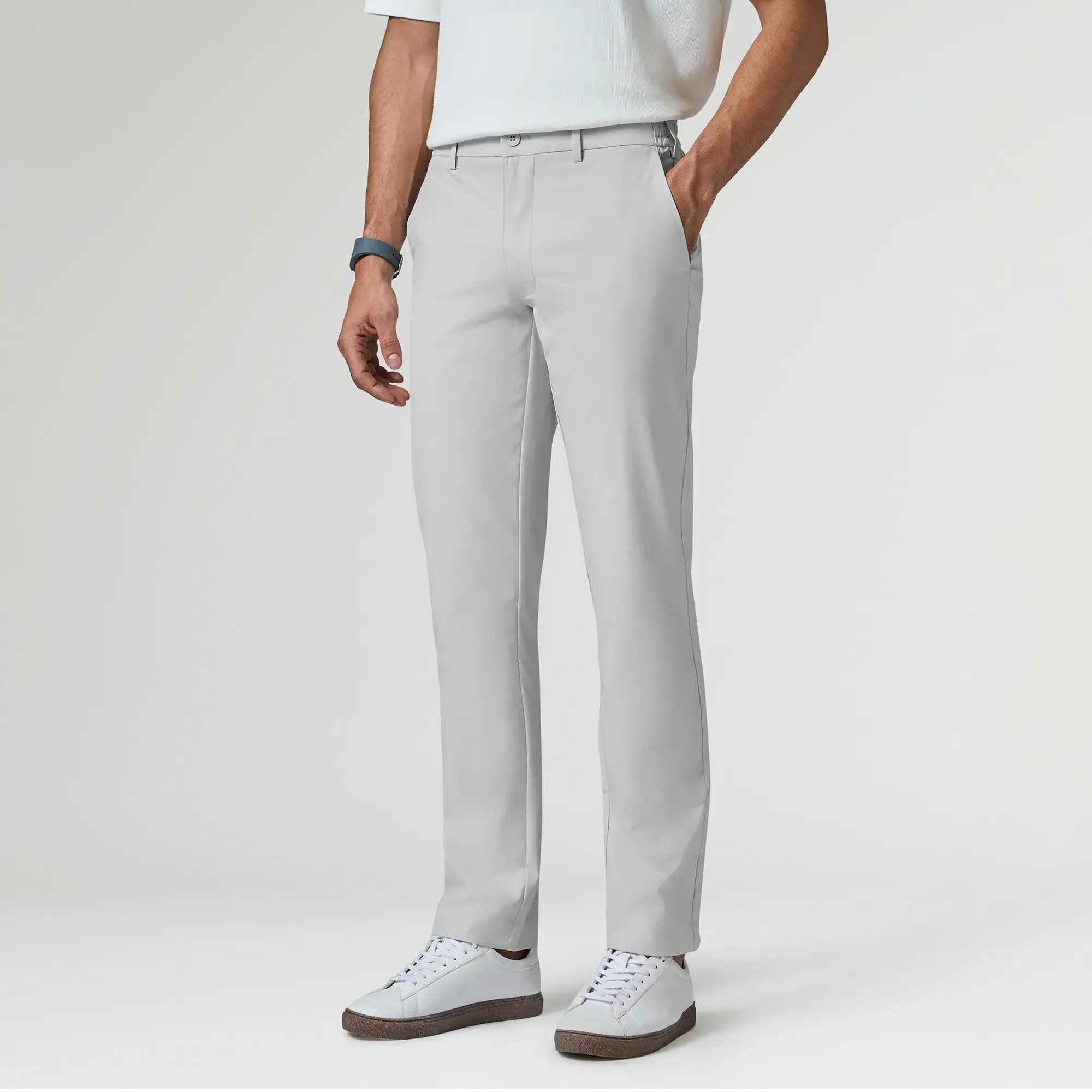 VELOCITY: Soft Stretch Pants - Straight Fit Chrome White - Image 4