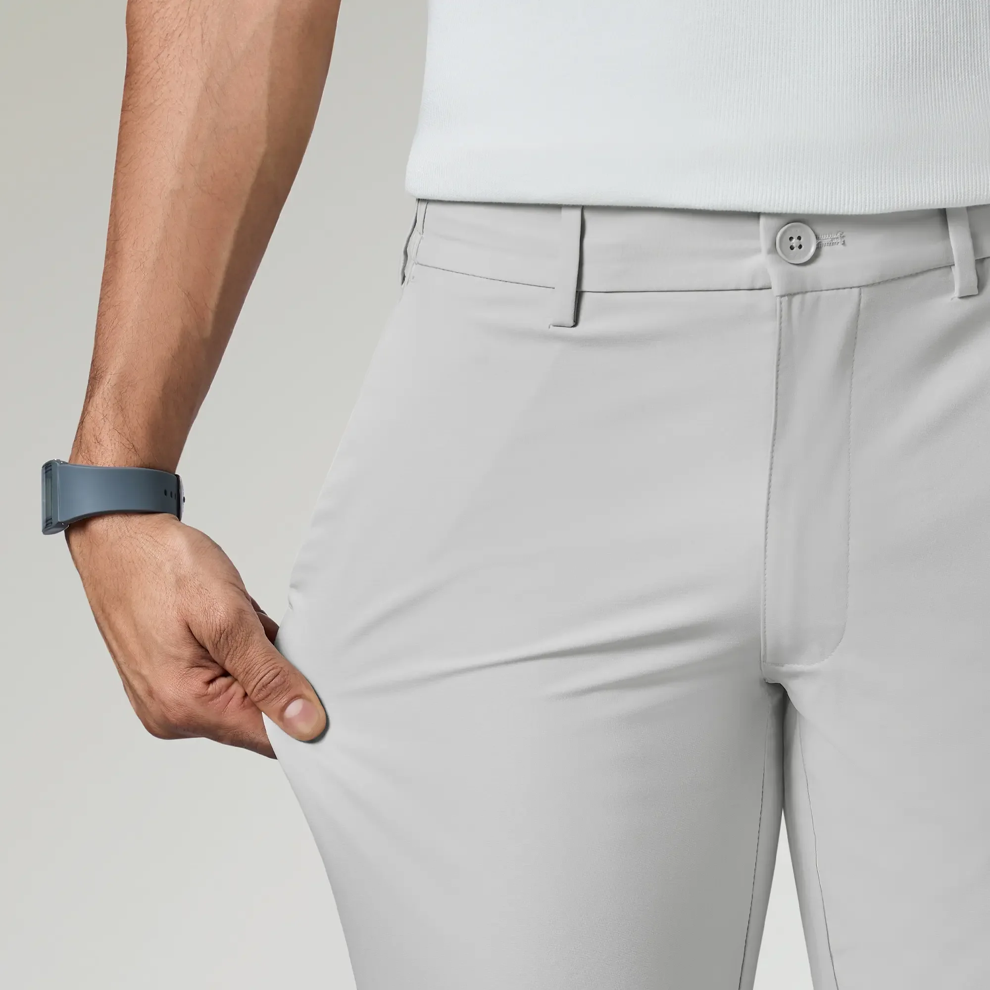 VELOCITY: Soft Stretch Pants - Straight Fit Chrome White - Image 5